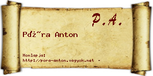 Póra Anton névjegykártya